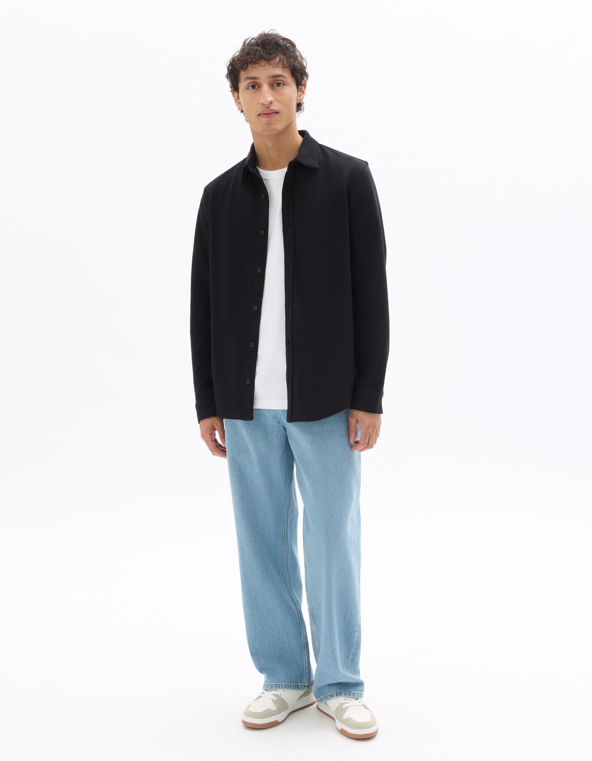 Celio Black regular fit ribbed shirt - Black
