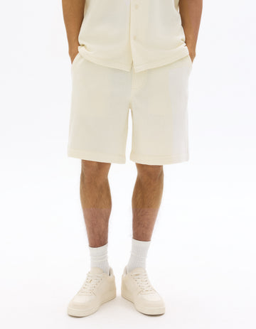 Celio Textured Knit Bermuda Shorts - Beige