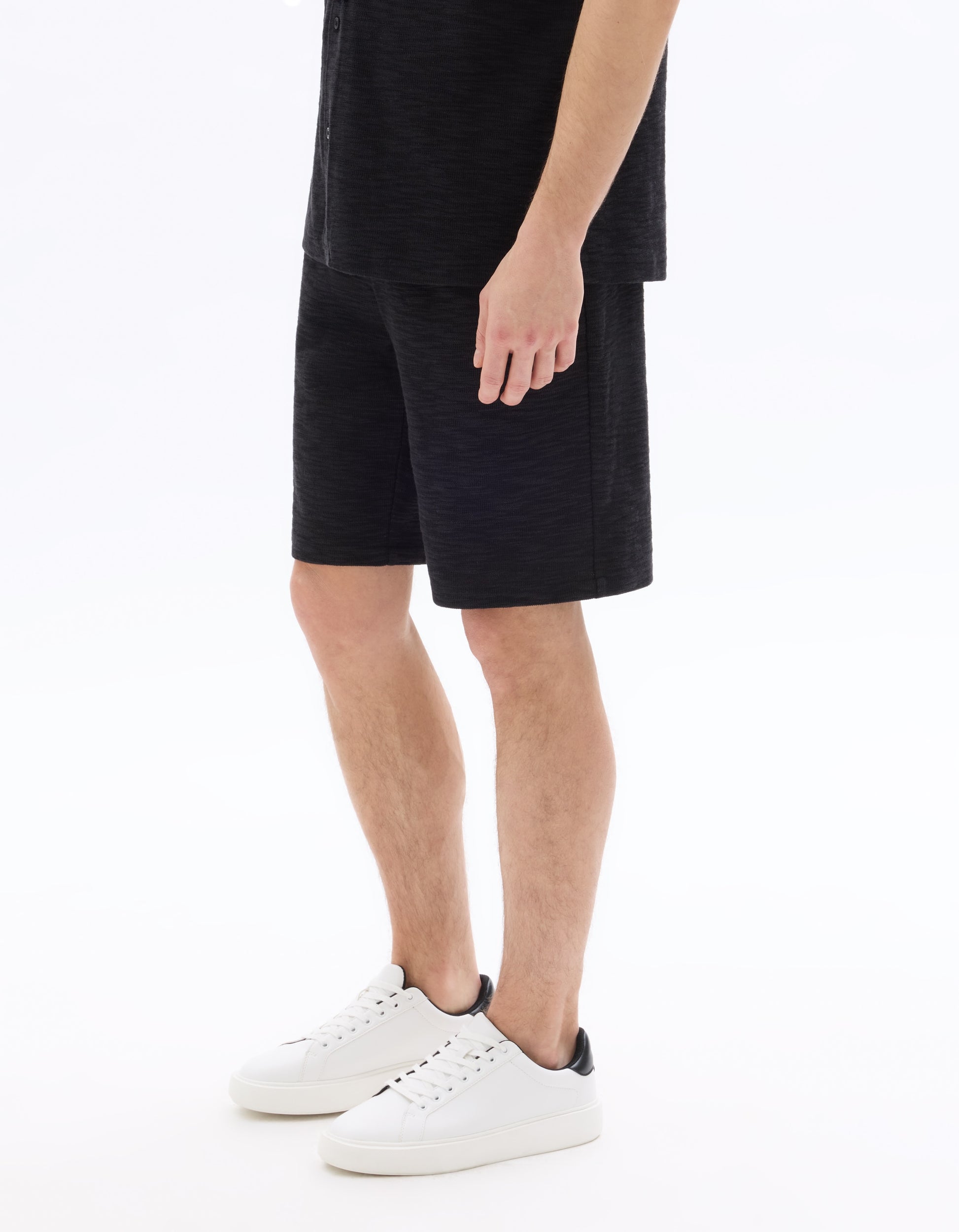 Celio Black Regular Fit French Terry Bermuda Shorts - Black