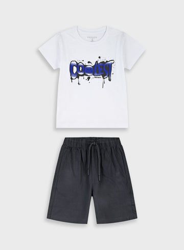 Black Set(Blouse,Shorts) for Boys