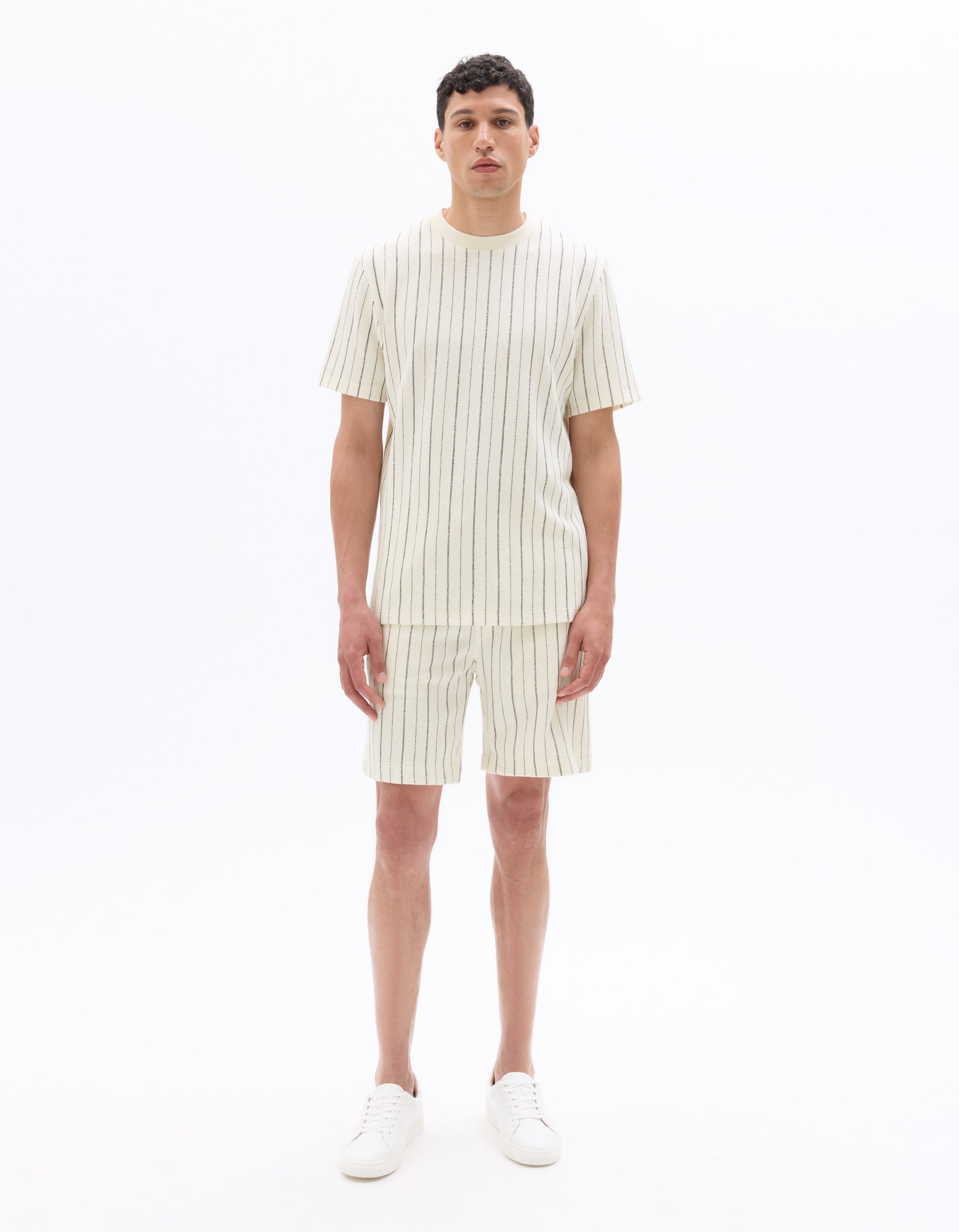 Celio Regular Fit Striped Bermuda Shorts - Beige