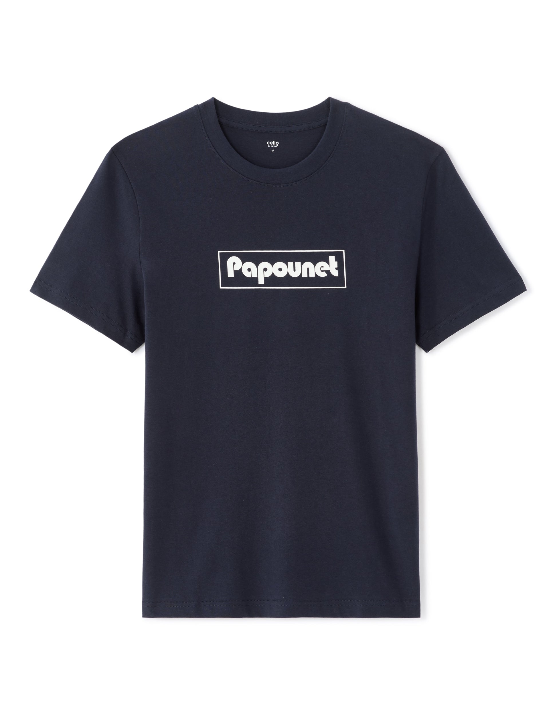 Celio Regular Fit Crew Neck 100% Cotton Daddy Print T-Shirt - Navy