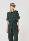 top in midnight blue fluid crepe