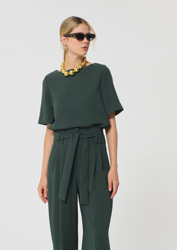 top in midnight blue fluid crepe