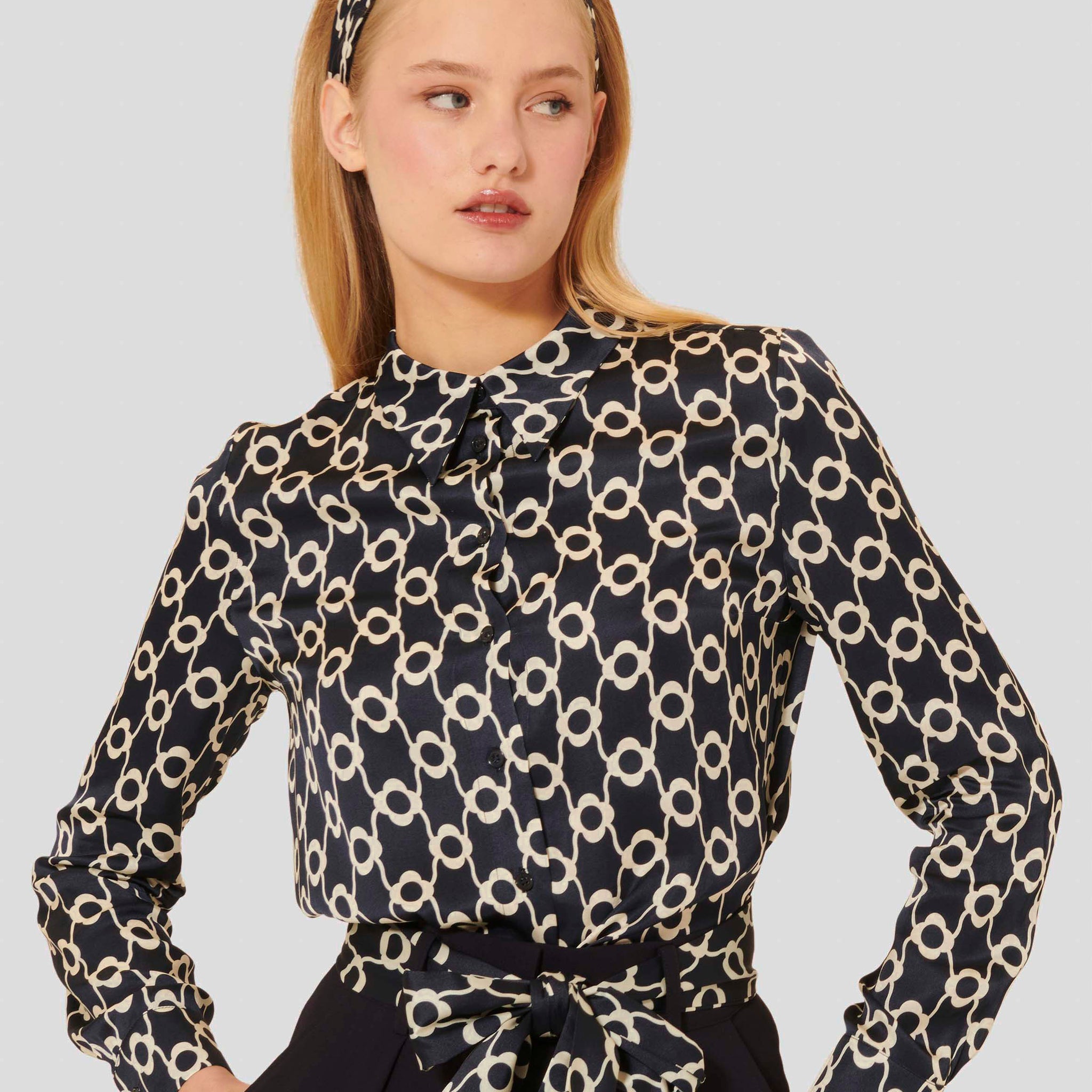 Charlotte Midnight Blue Flower Printed Shirt by Tara Jarmon Lebanon