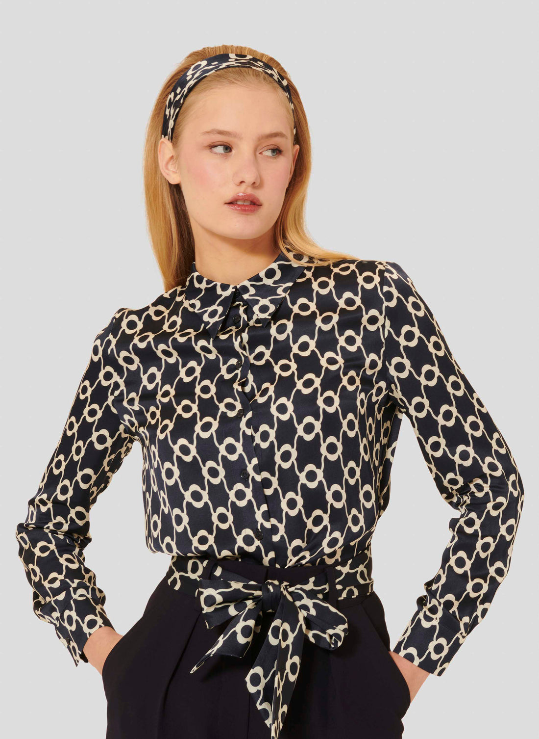 Charlotte Midnight Blue Flower Printed Shirt by Tara Jarmon Lebanon