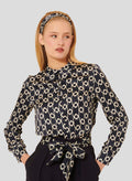 Charlotte Midnight Blue Flower Printed Shirt by Tara Jarmon Lebanon