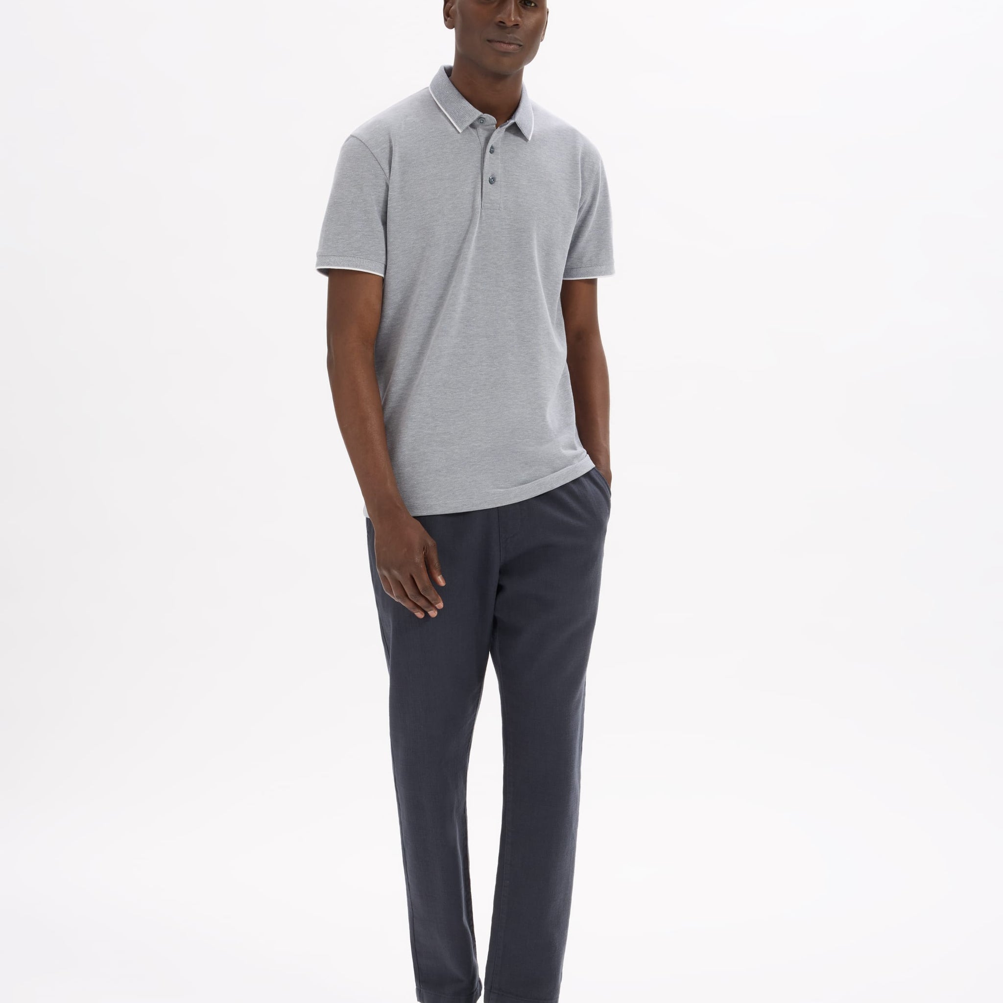 grey blue Short sleeves Polo