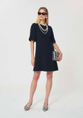 dress in midnight blue fluid crepe