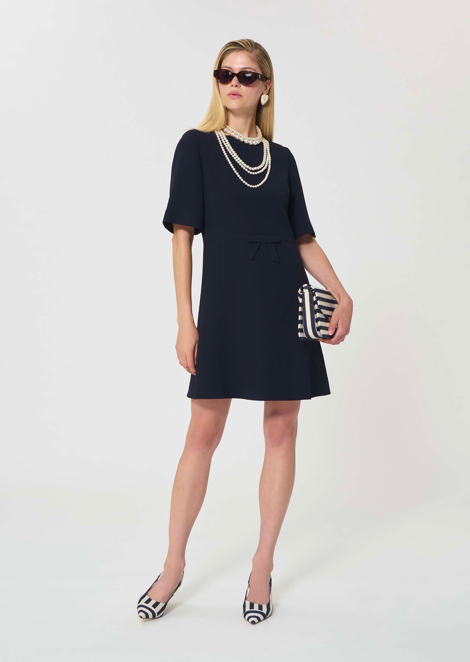dress in midnight blue fluid crepe