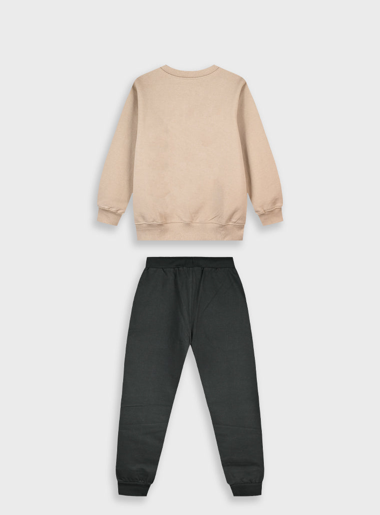 Cotton Blend Boy Tracksuit - Anthracite