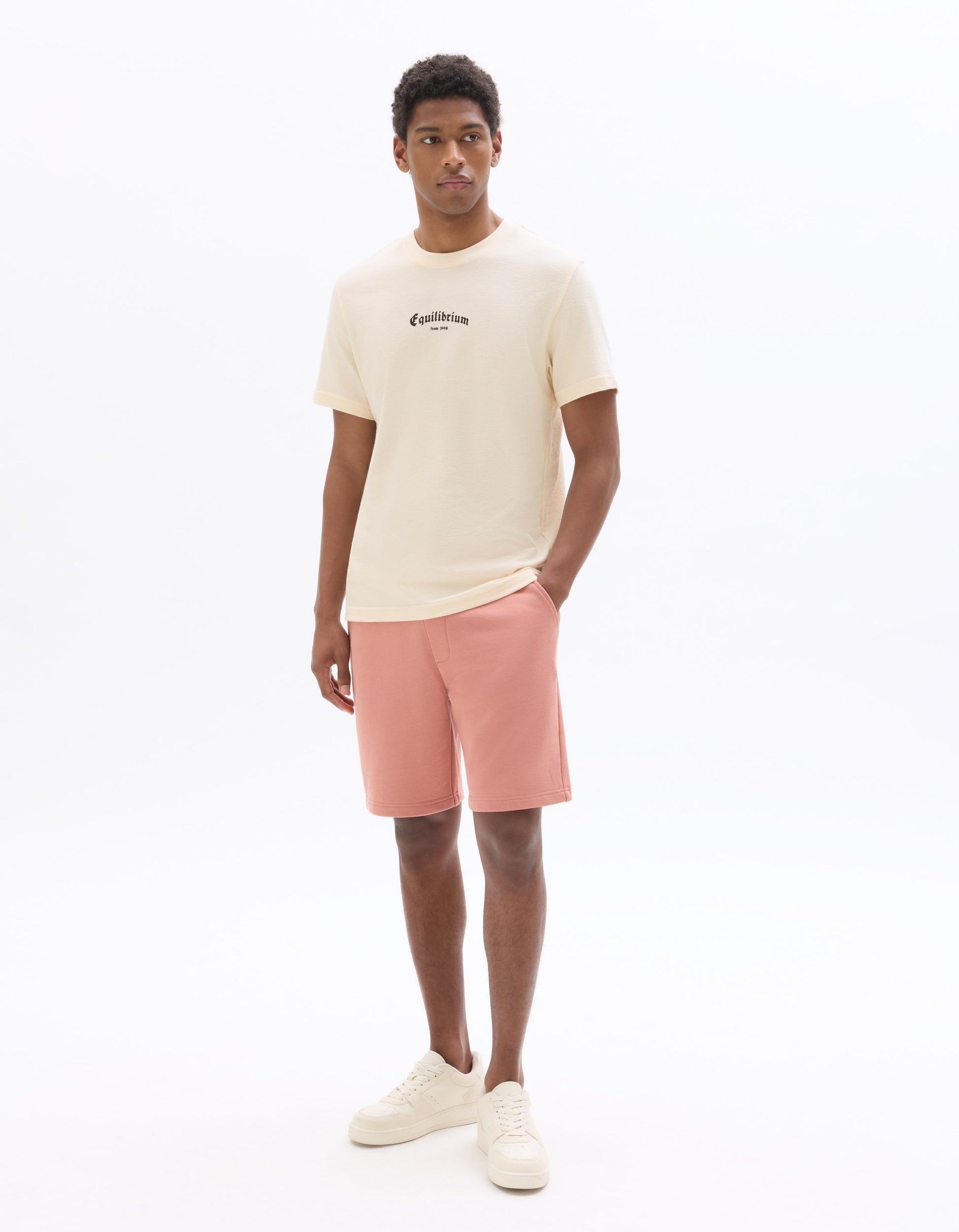 Celio Boxy Crew Neck Equilibrium Print T-Shirt - Beige