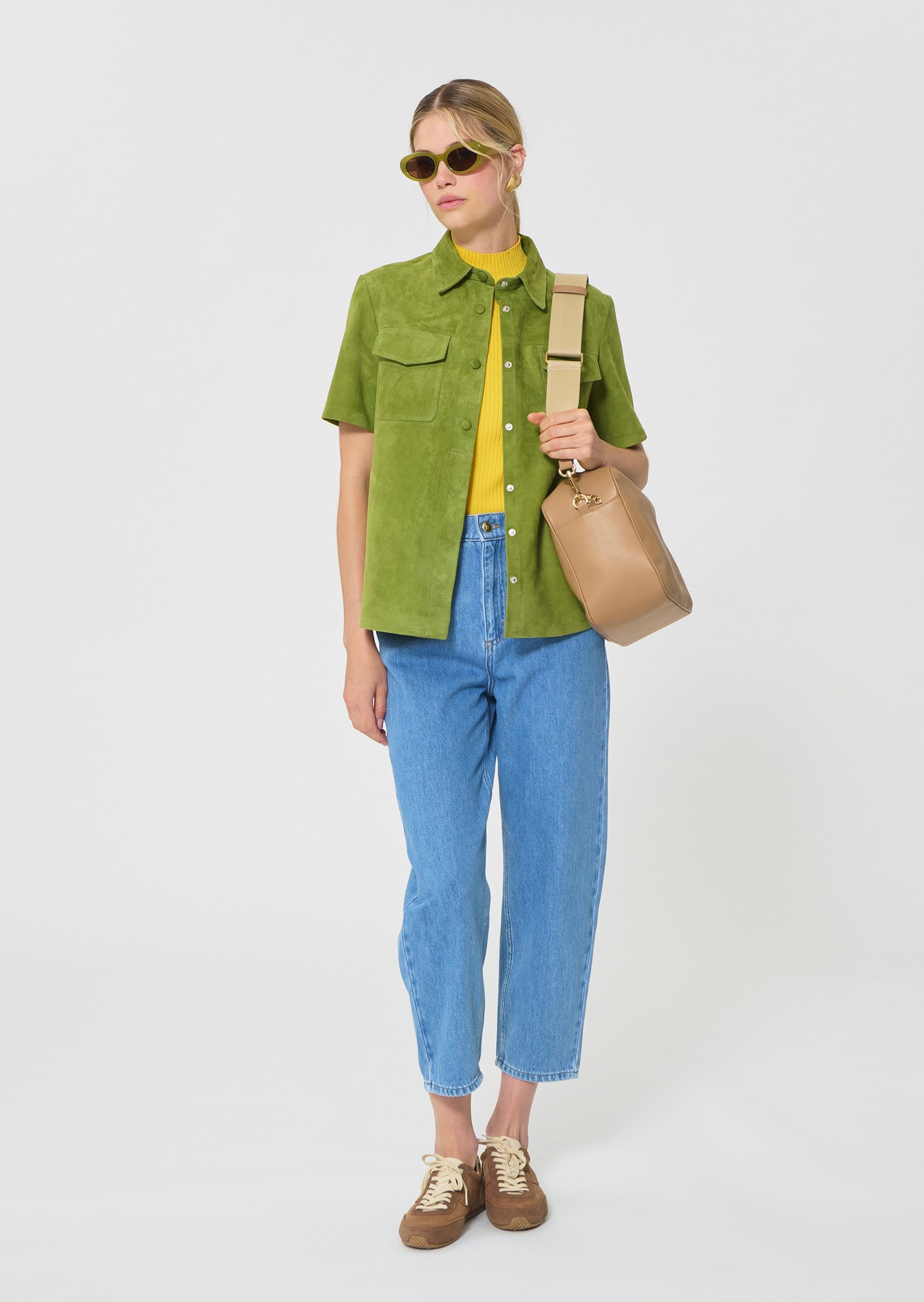 top in green suede