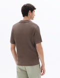 Celio Regular Fit Striped and Textured Polo Shirt - Grey
