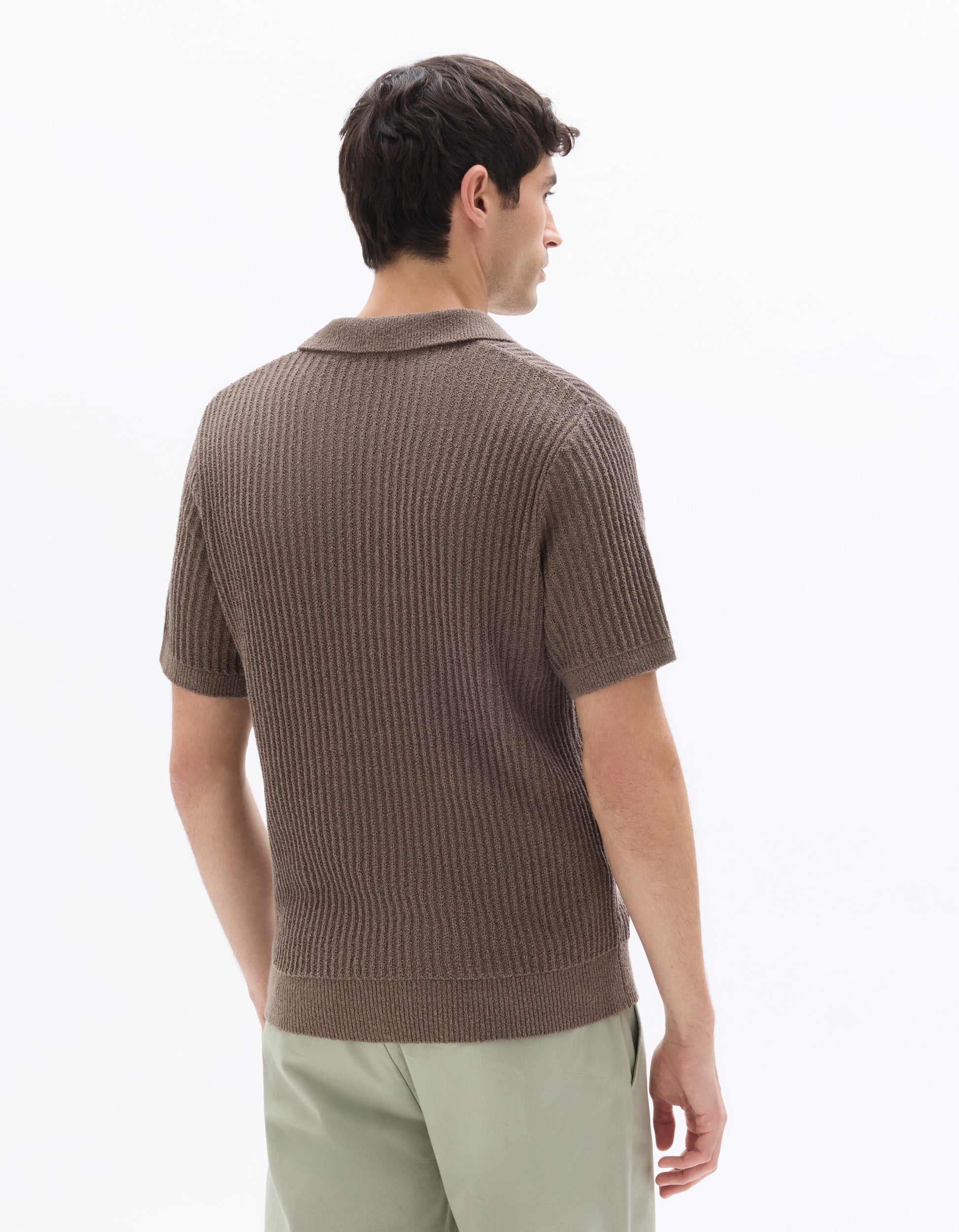 Celio Regular Fit Striped and Textured Polo Shirt - Grey