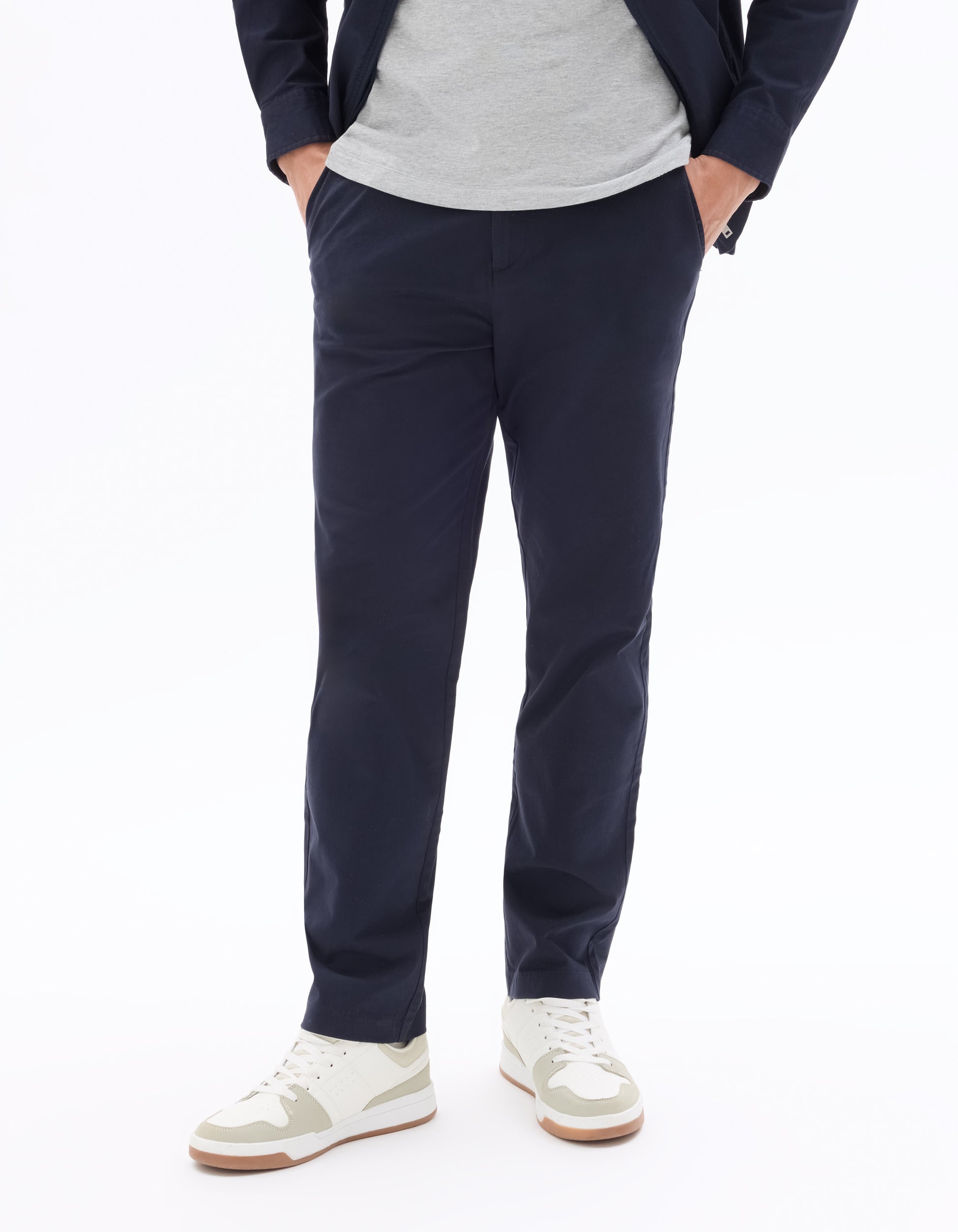 Celio All-Day Slim Fit Cropped 7/8 Solid Navy Pants - Navy