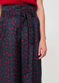trousers in midnight blue with mini clover print