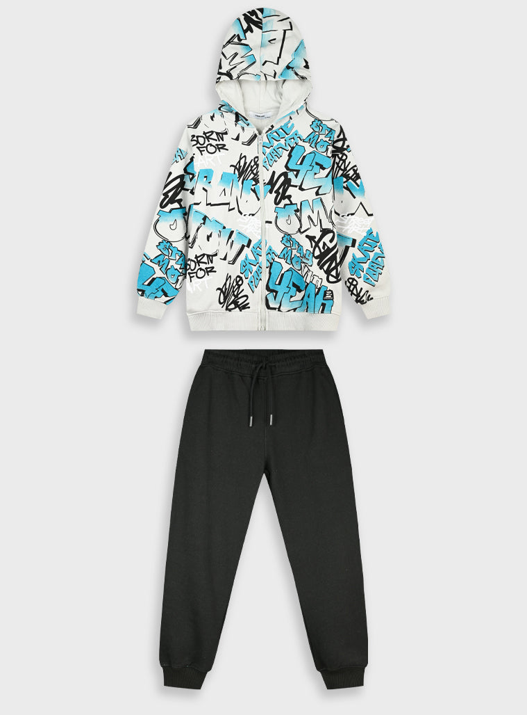 Cotton Boy Tracksuit - Black