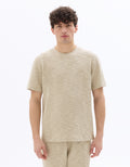 Celio Boxy Crew Neck Bouclé-Effect T-shirt - Beige