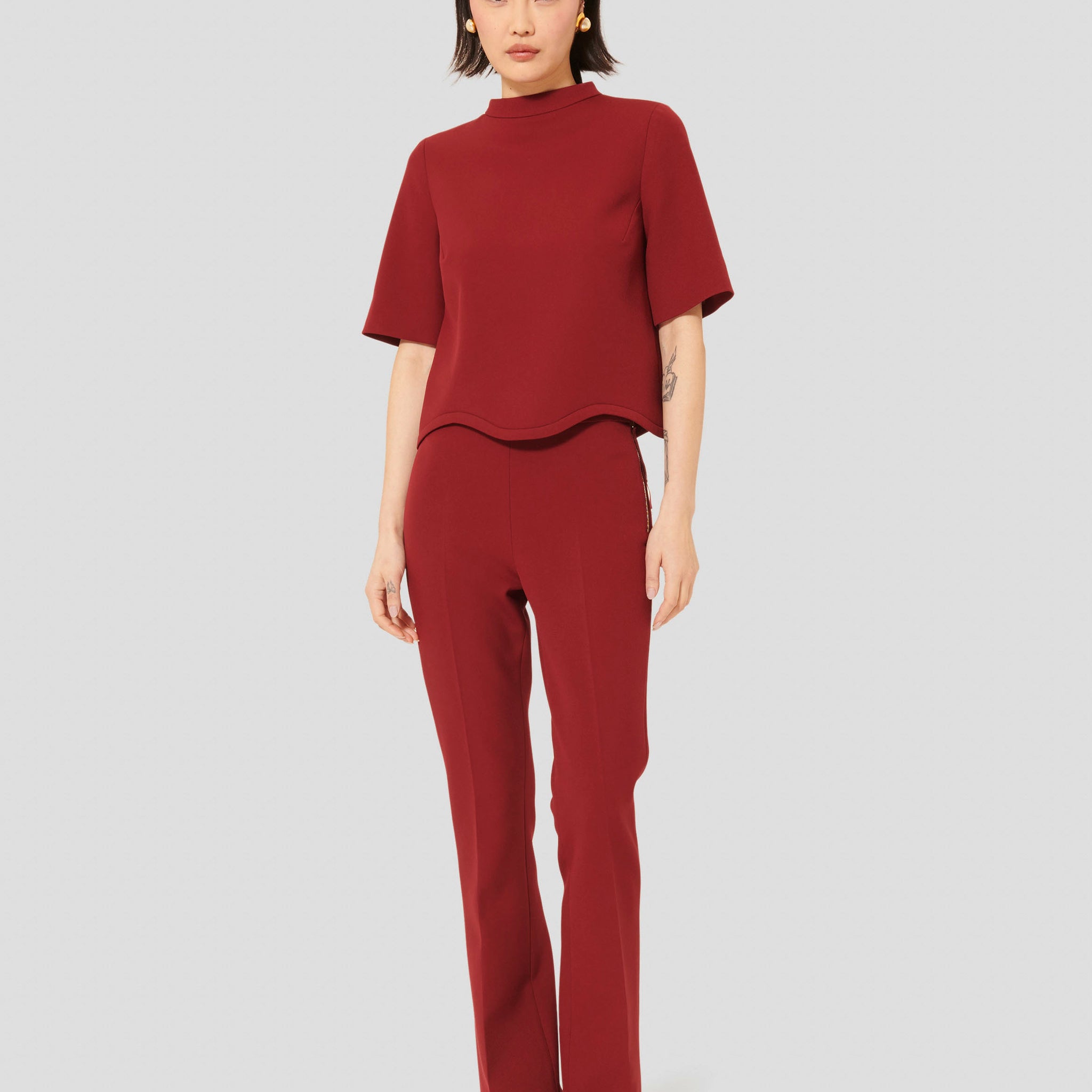 Tilda Burgundy Double Canvas Top by Tara Jarmon Lebanon