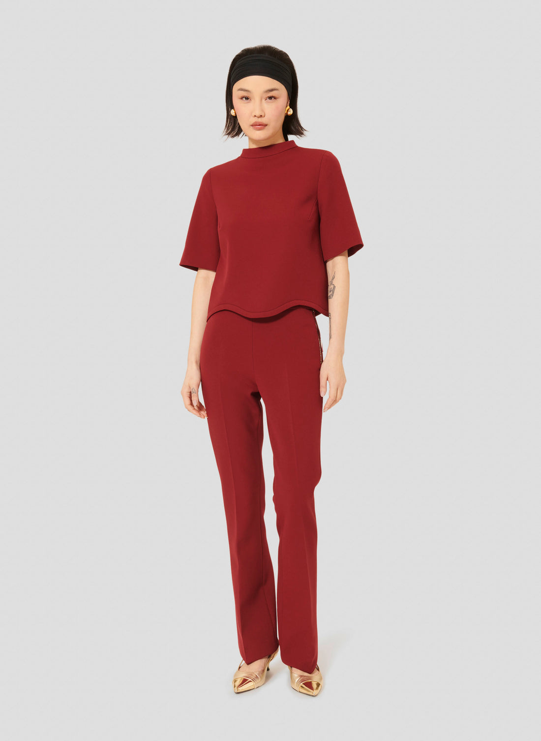 Tilda Burgundy Double Canvas Top by Tara Jarmon Lebanon