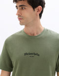 Celio Printed Boxy Crew Neck Cotton Blend T-shirt - Green