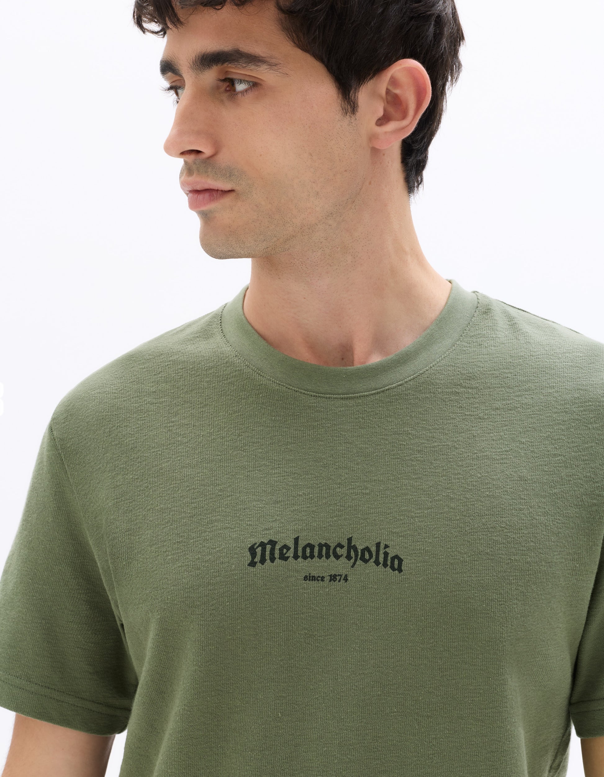 Celio Printed Boxy Crew Neck Cotton Blend T-shirt - Green