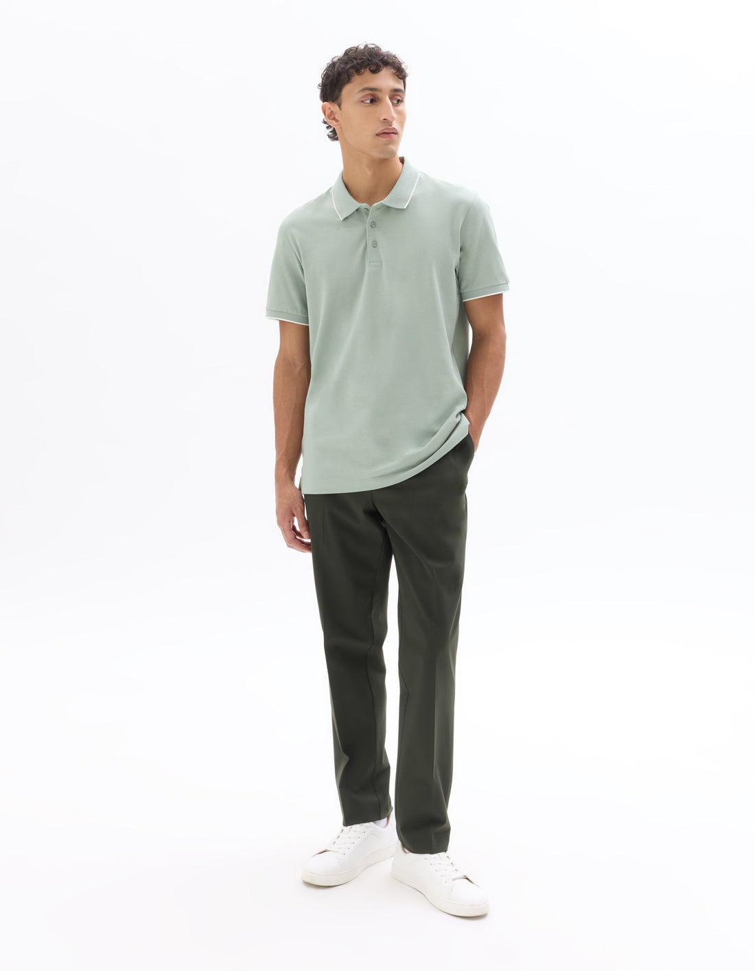 Mint Green Regular Fit 100% Cotton Pique Polo Celio