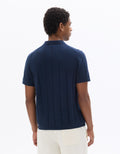 Celio Striped Zip-Neck Polo - Navy