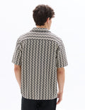 Celio Regular fit striped and textured short-sleeved shirt - Beige