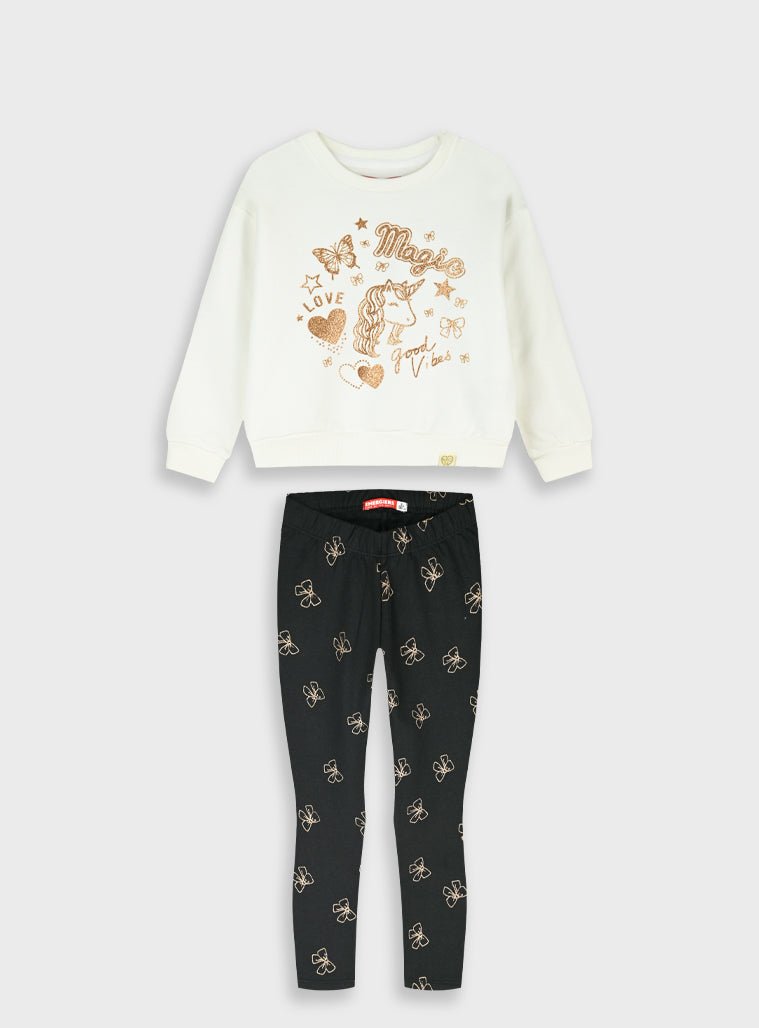 Cotton Blend Girl Set - All Over Print