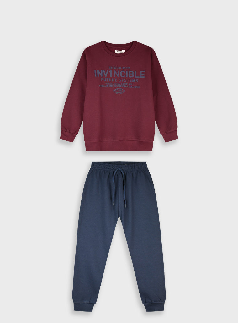 Cotton Blend Boy Tracksuit - Navy
