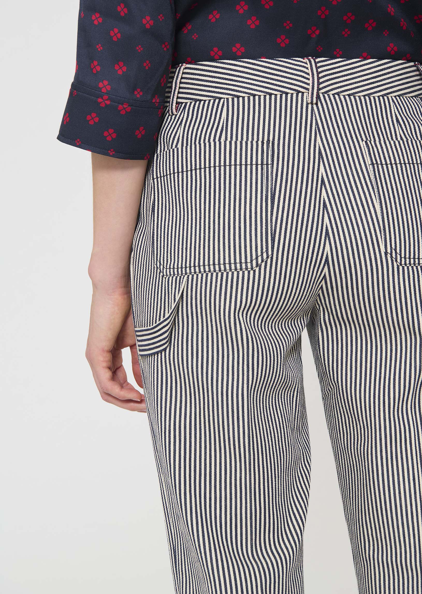 trousers in ecru with cotton stripes