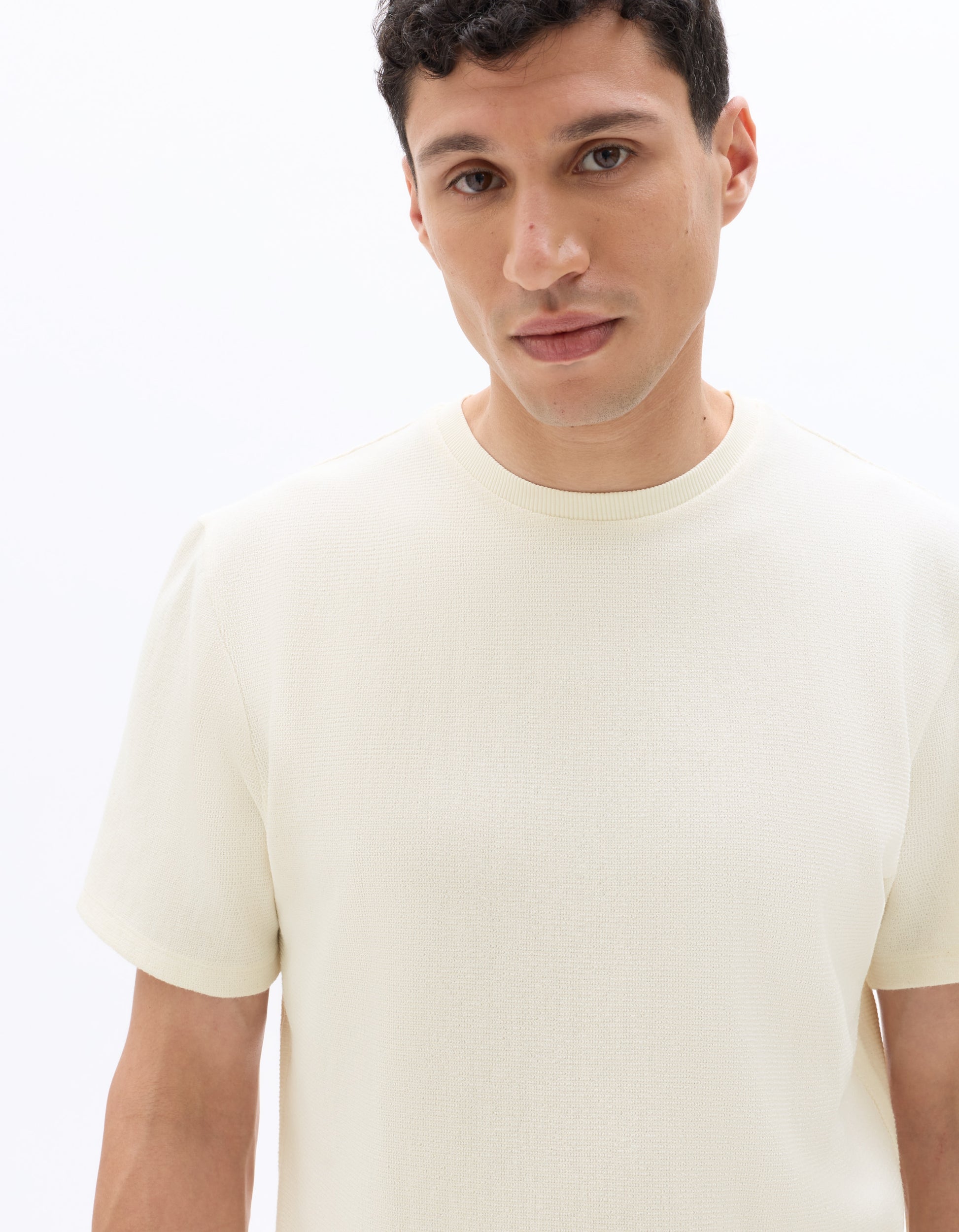 Celio Boxy Crew Neck Knit T-shirt - Beige