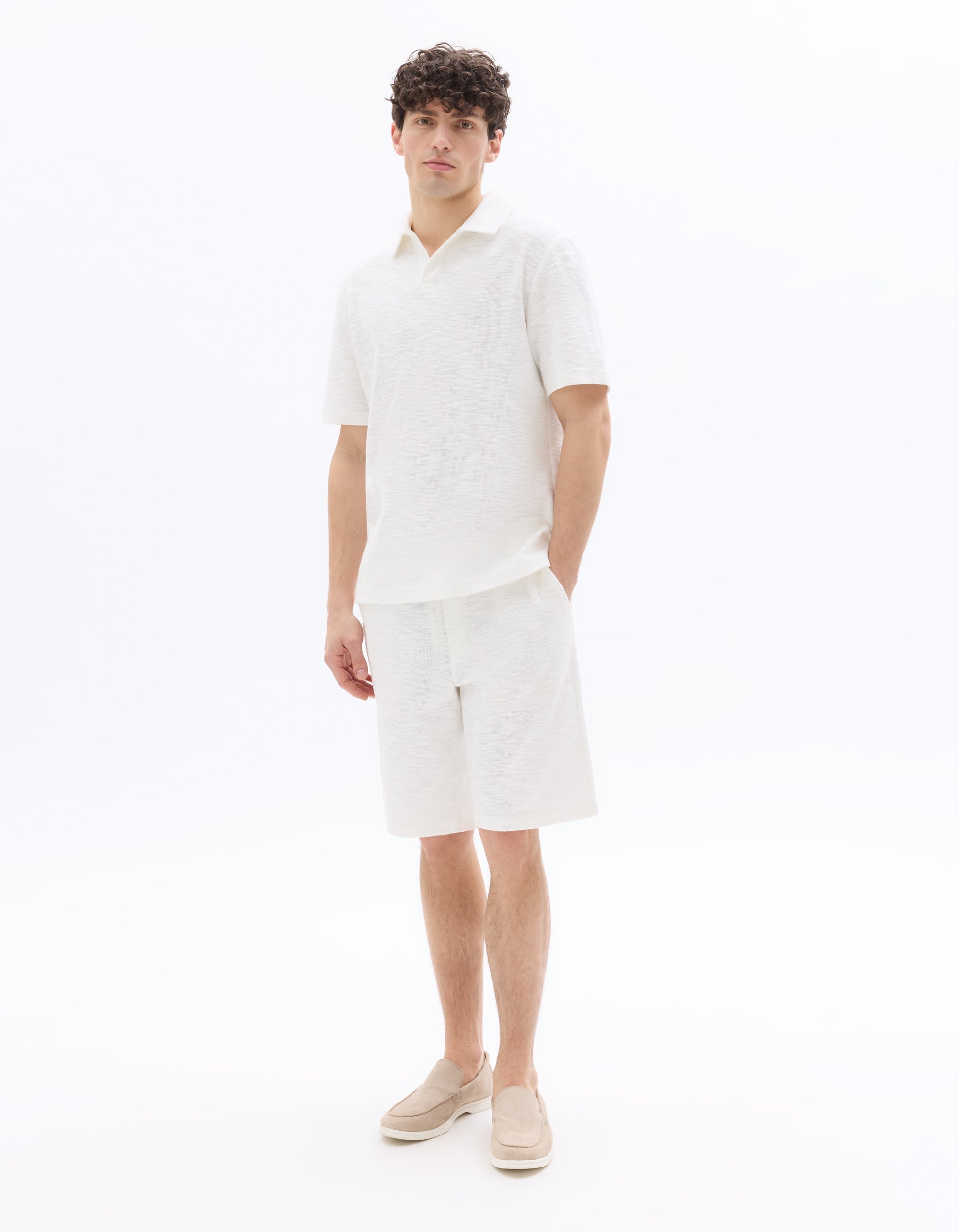 Celio Regular Fit Loopback Bermuda Shorts - White