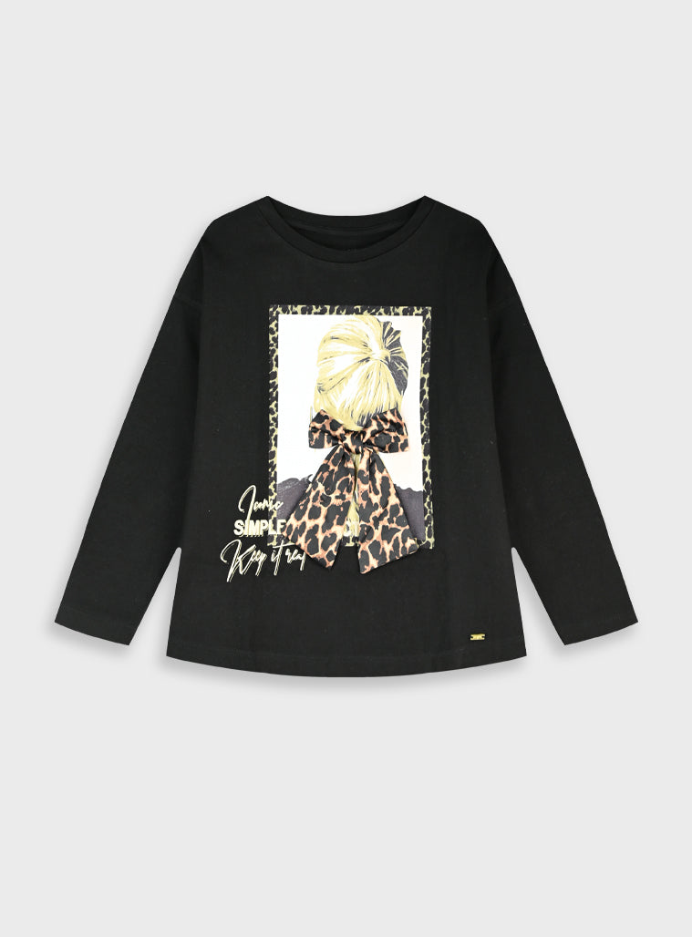 Cotton Girl Blouse - Black