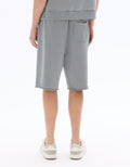 Celio Blue Solid Washed-Effect 100% Cotton Bermuda - Grey