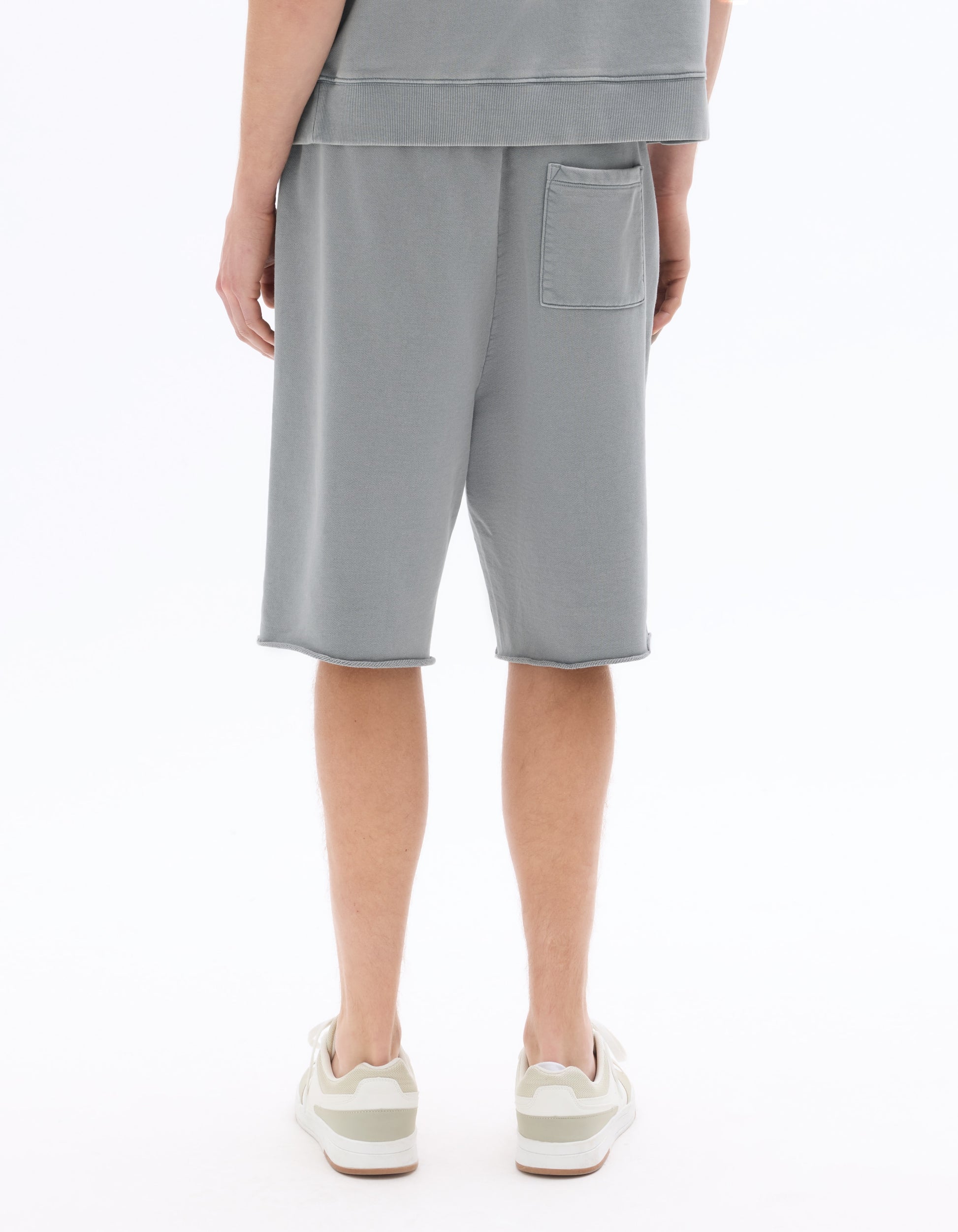 Celio Blue Solid Washed-Effect 100% Cotton Bermuda - Grey