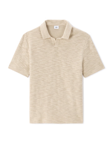 Celio Regular Fit Cuban Collar Bouclé Effect Polo - Beige