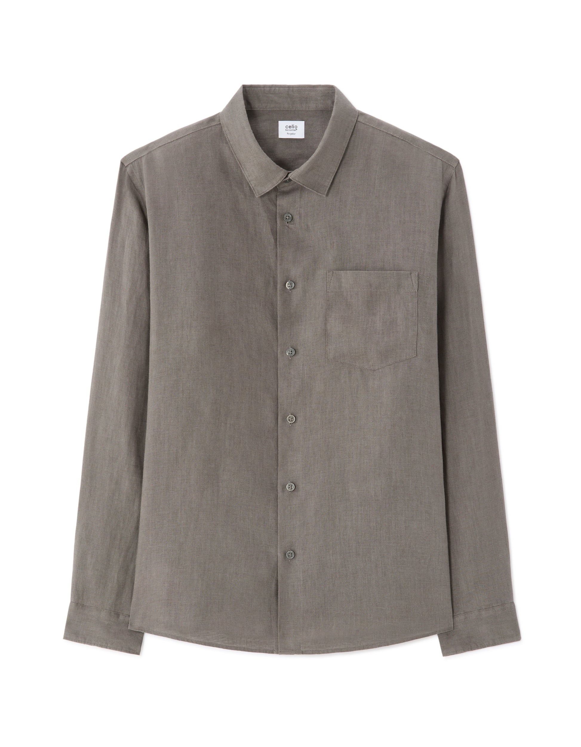 Celio 100% Linen Regular Fit Shirt - Grey