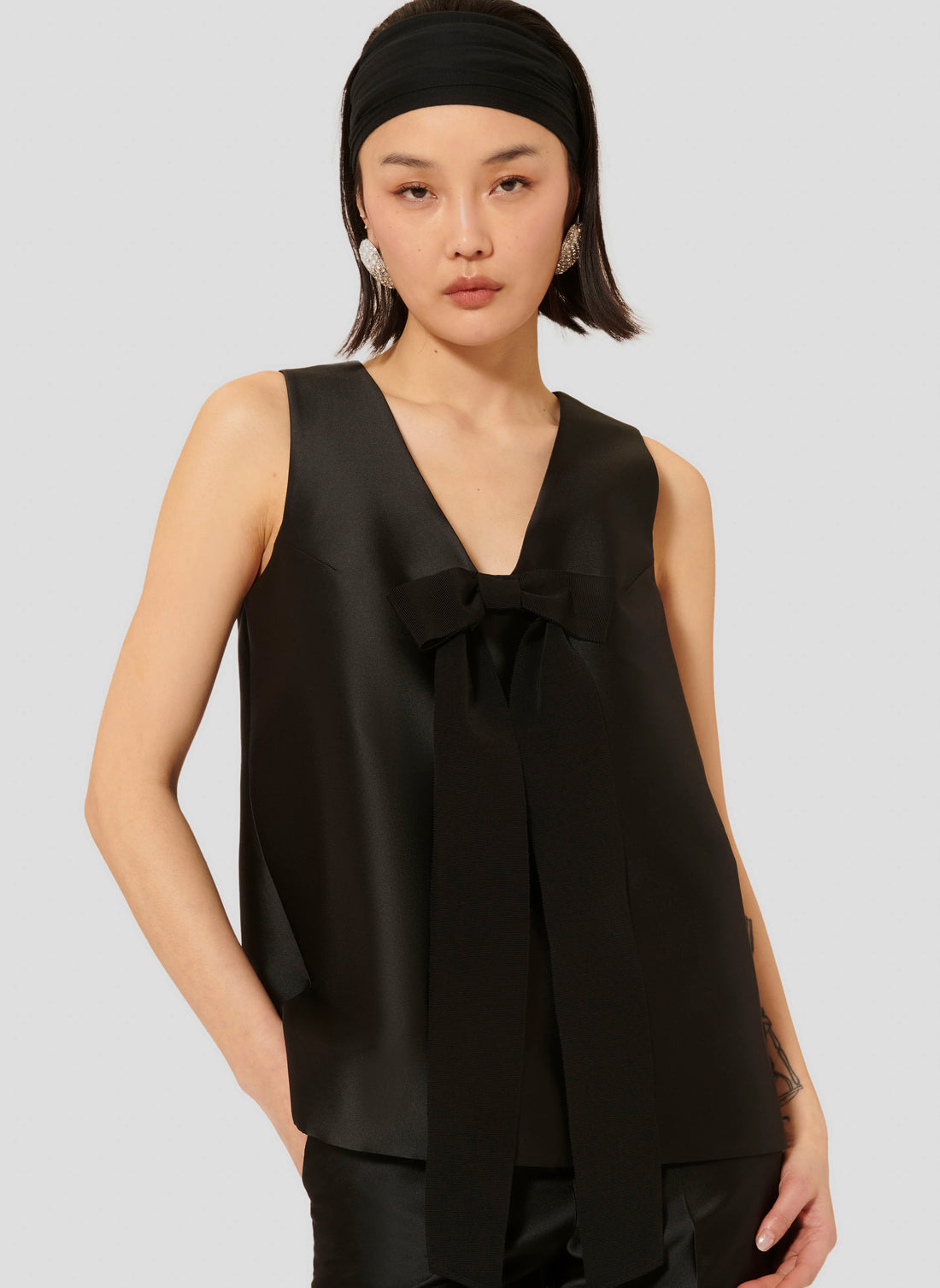 Topaze Black Satin Top by Tara Jarmon Lebanon