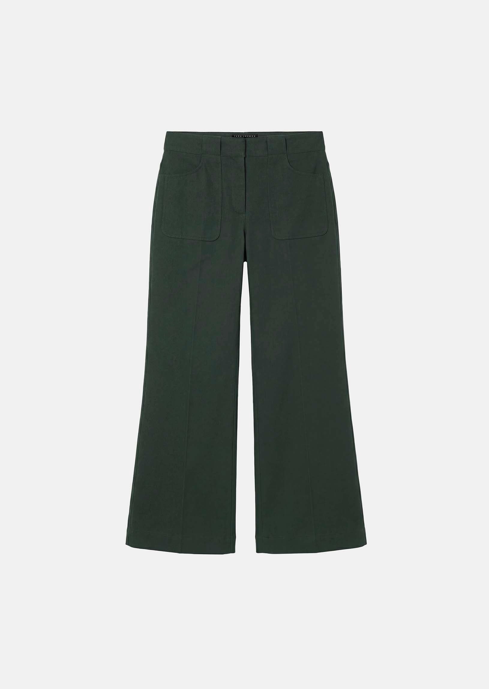 trousers in green cotton gabardine