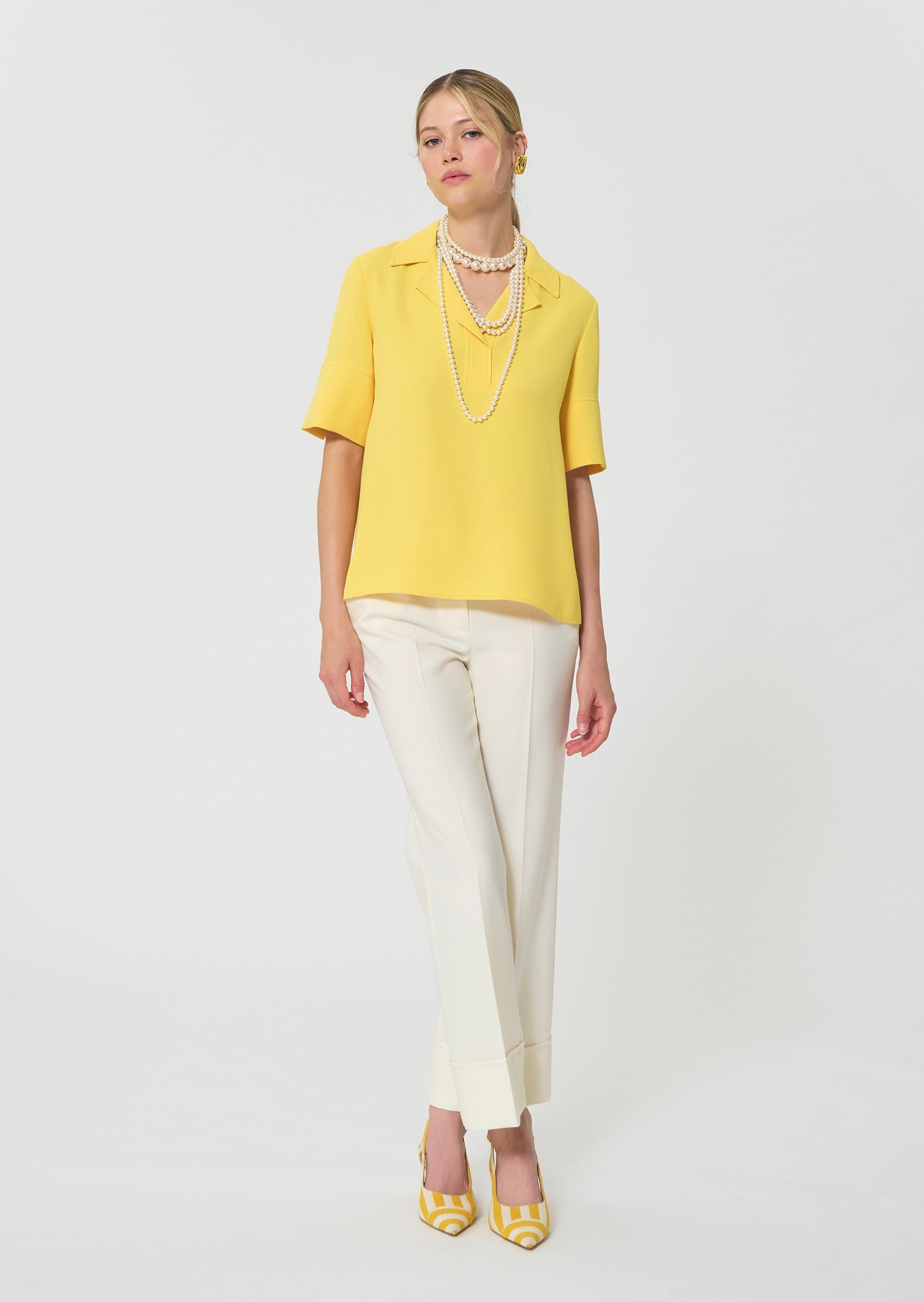 Tony yellow in fluid crepe
