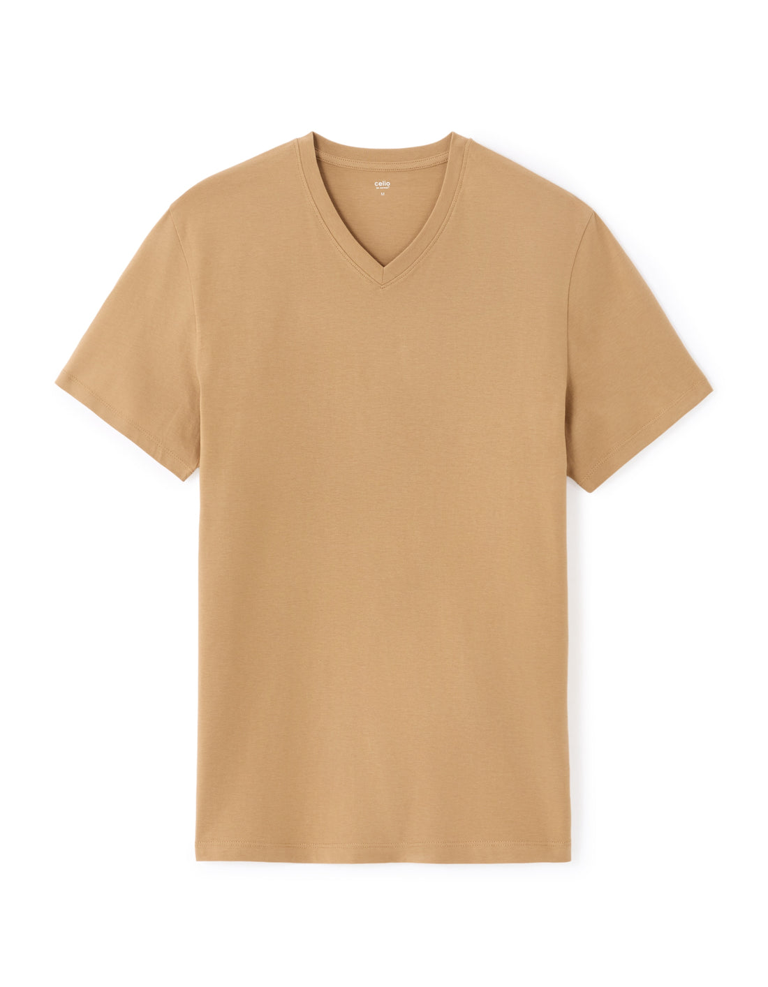 Celio V-Neck Regular Fit 100% Cotton T-shirt - Beige