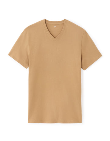 Celio V-Neck Regular Fit 100% Cotton T-shirt - Beige
