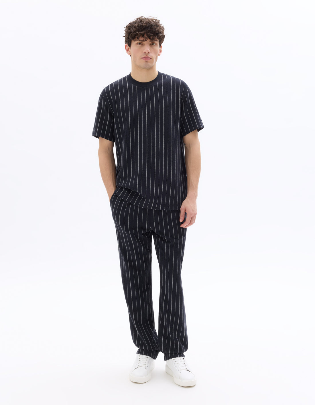 Celio Striped Straight Pants - Blue