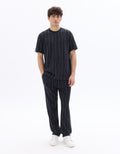 Celio Striped Straight Pants - Blue