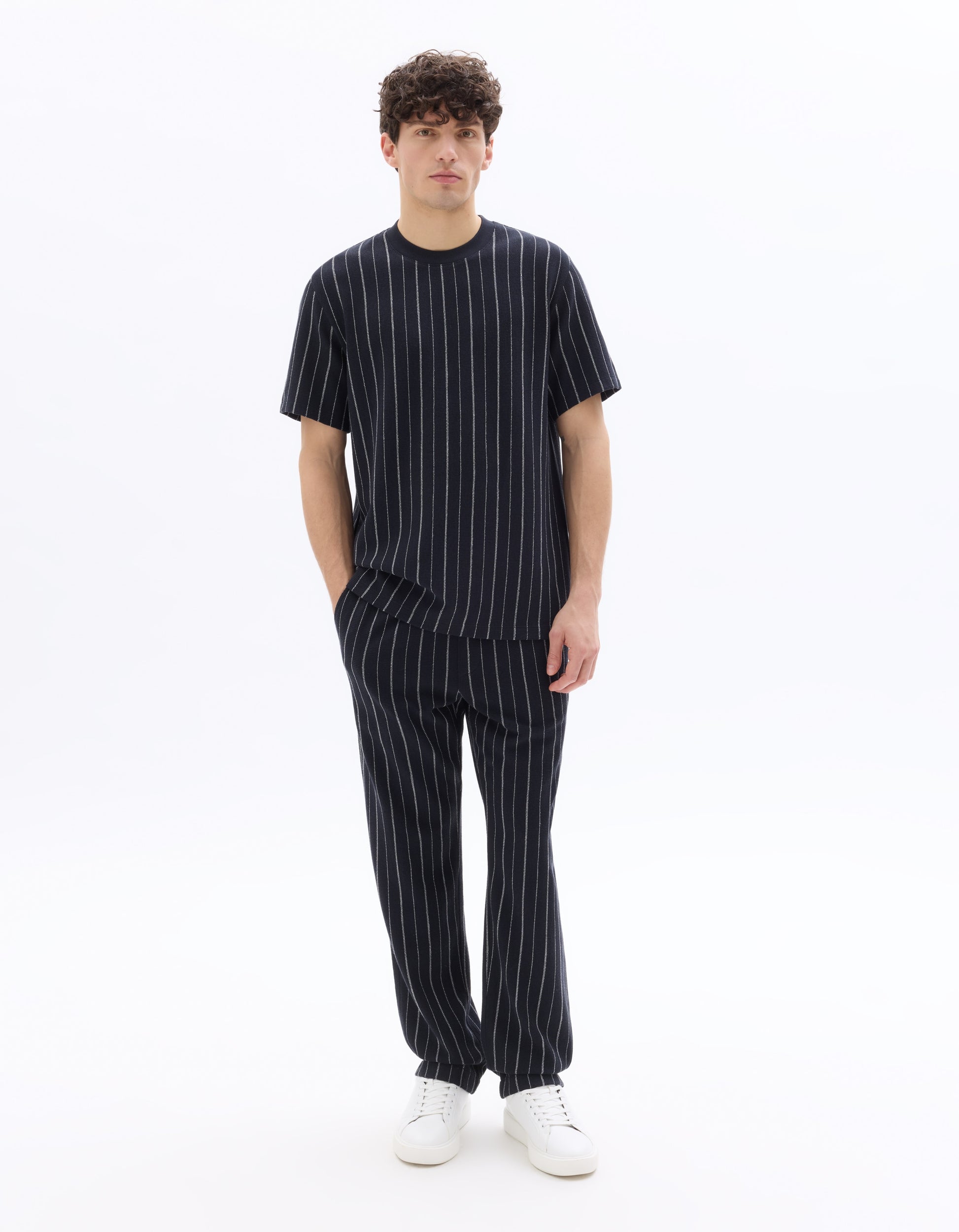 Celio Striped Straight Pants - Blue