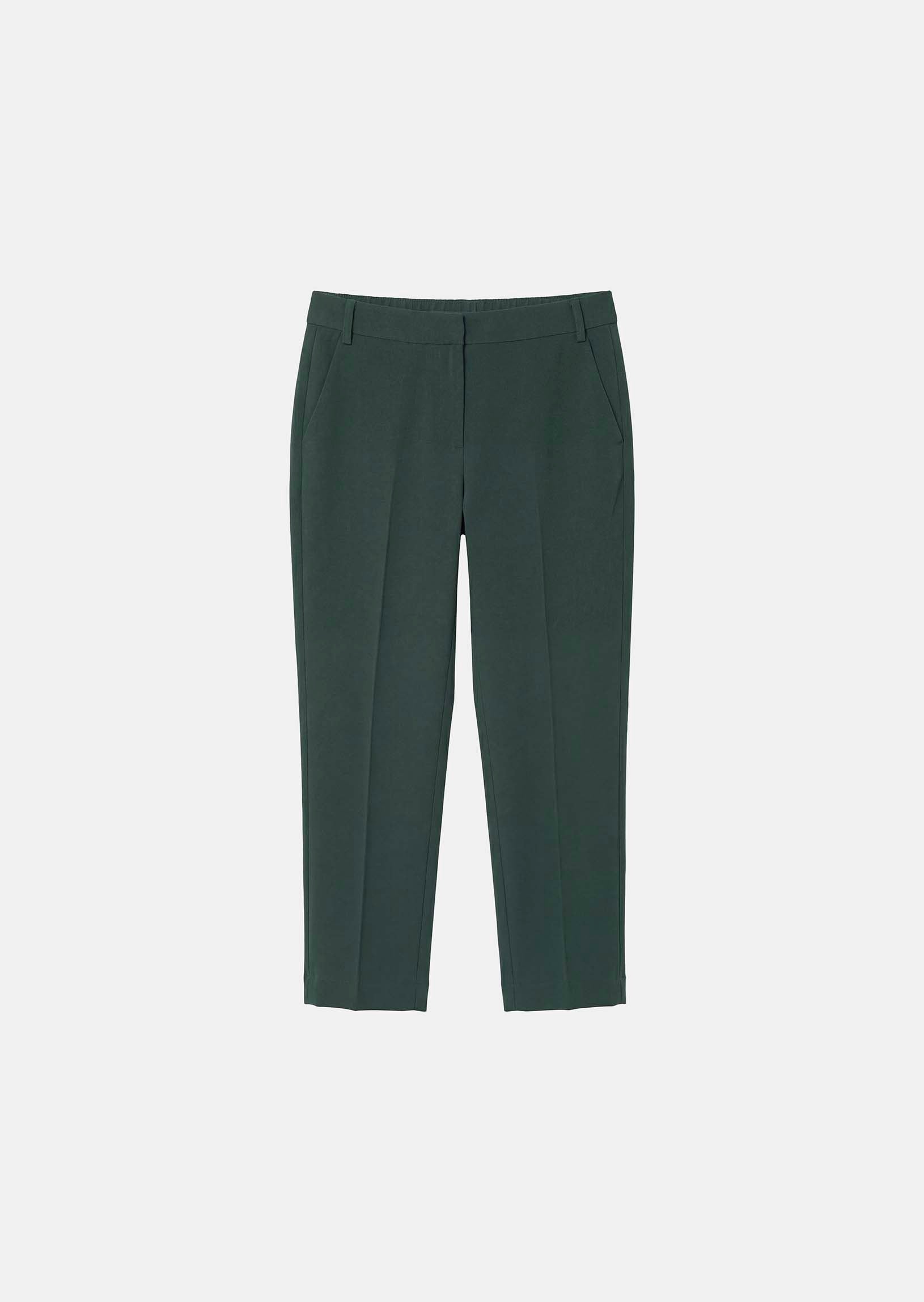 trousers in dark green in fluid crepe