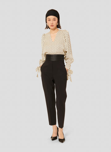 Tyra Ecru With Black Hearts Print Top by Tara Jarmon Lebanon